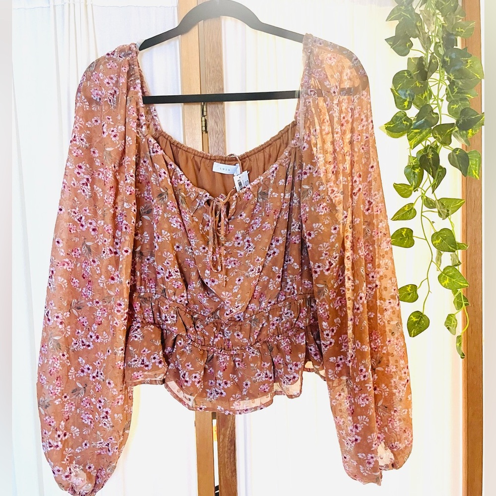 Cute rust and floral blouse from LUSH